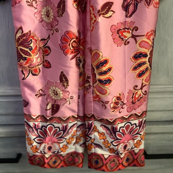 Magaschoni Pink Floral Satin Ankle Dress Pants - Picture 8 of 11